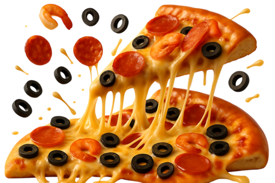 A-Photorealistic High-Detail Image of a Delicious Pizza with Melted Cheese, Pepperoni, Shrimp, and Olives