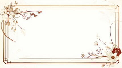 Elegant floral frame, beige background, blank space, wedding invitation design