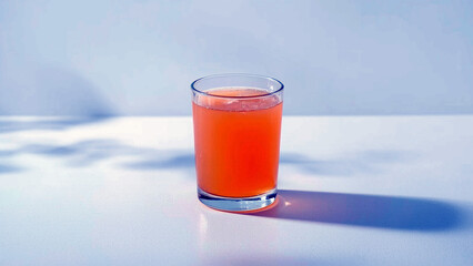  A glass of orange juice is on the table