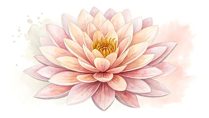 Pink lotus flower in watercolor style with layered petals and soft artistic background
