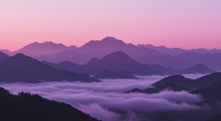 Fototapeta premium Lavender Hues of the Mountain Range at Dawn