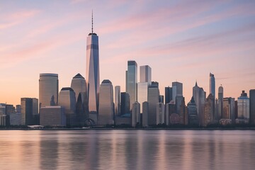 Obraz premium 朝焼けの都市スカイライン｜City Skyline at Dawn