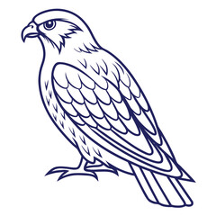 Obraz premium Dark Blue Falcon Bird Outline Line Art White Background