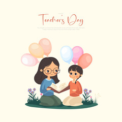 Happy Teacher's day post and greeting card concept background. Creative teacher's day vector education concept. vector illustration