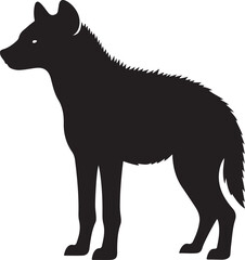 Black Hyena Silhouette Vector Isolated on White Background