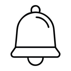 Simple outline icon illustration of a bell symbol in black with a white background