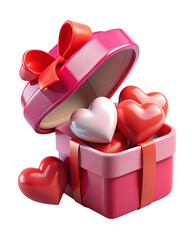 3D PNG Romantic Heart Gift Box for Valentine’s Day and Anniversaries