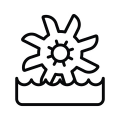 An outline icon of water turbine generating clean energy