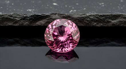 Fototapeta premium Close-Up Bi-Colour Tourmaline Green Pink Faceted Gemstone with Graphite