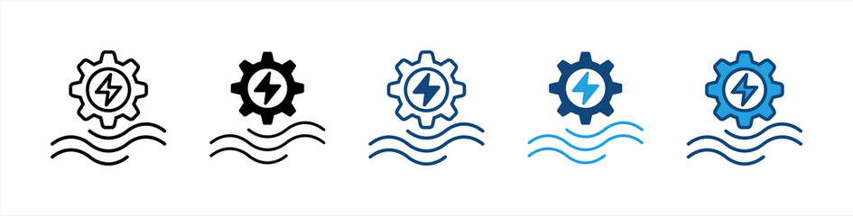 Hydropower icon set multiple style collection