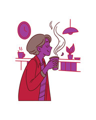 Cartoon vector illustration of a happy girl and woman holding a birthday gift box, celebrating a fun holiday party