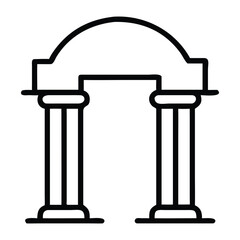 Simple outline illustration of a classical archway design suitable for architectural and historical concepts