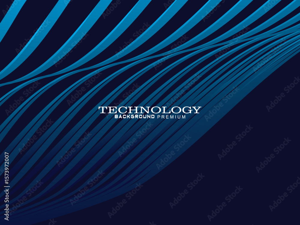 Fototapete futuristic abstract technology shining gradient blue light lines on modern line pattern blue backgro