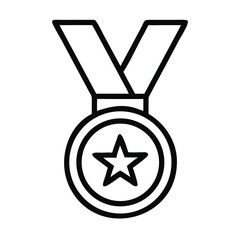 Simple vector illustration of a gold medal with a star for achievement and recognition