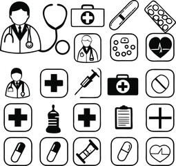Medical icons vector set: essential symbols for business, web, and healthcare design