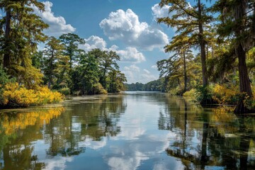 River Journey, Sunny Day, Water Reflection, Nature Travel, Outdoors Tranquility