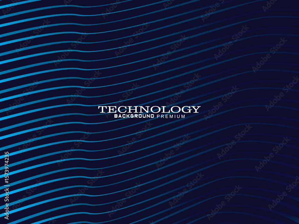 Fototapete futuristic abstract technology shining gradient blue light lines on modern line pattern blue backgro