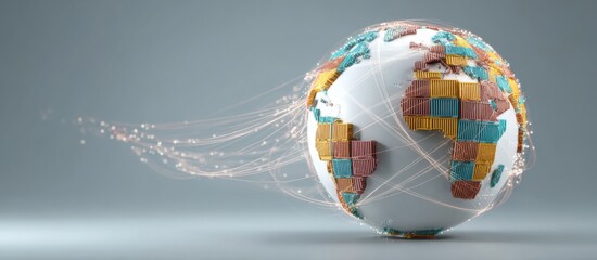 Creative representation of global shipping logistics with colorful shipping containers showcasing world connectivity
