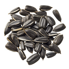 Black sunflower seeds healthy snack food nutrition isolated on a transparent background