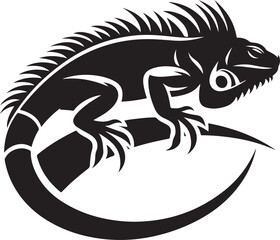 Minimal Black Iguana Silhouette Vector Icon