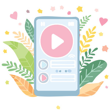 Cute playlist flat vector