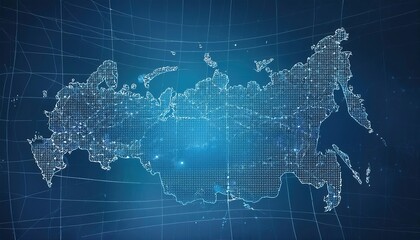 Tactical representation of Russia with Moscow highlighted in a wireframe design featuring a blue background and grid overlay for strategic analysis