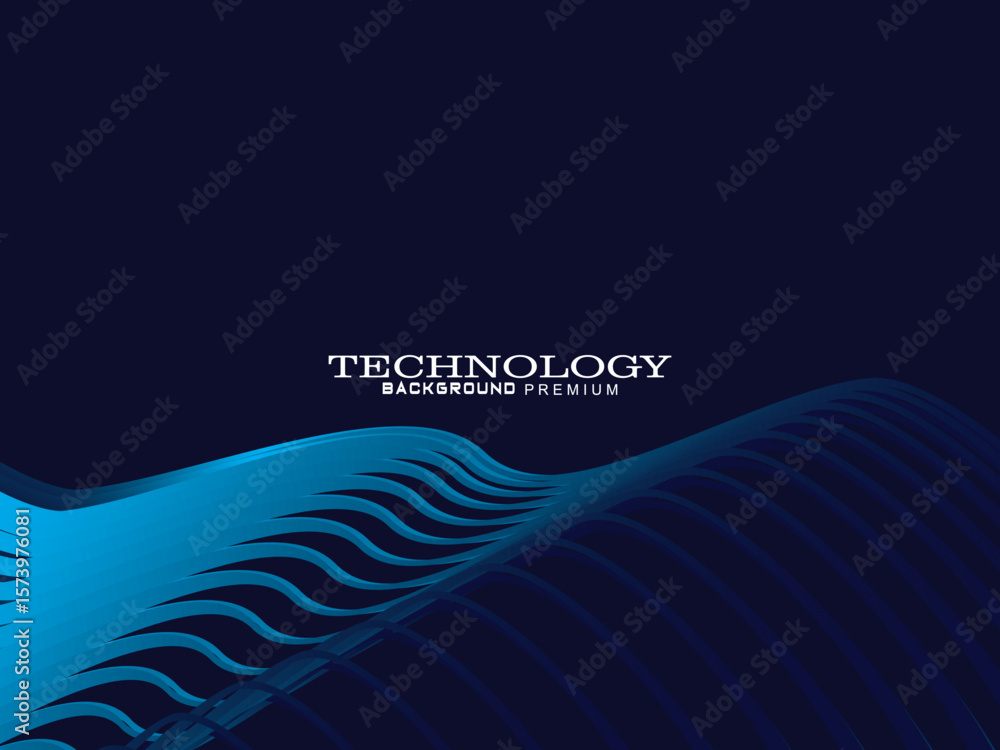 Fototapete futuristic abstract technology shining gradient blue light lines on modern line pattern blue backgro
