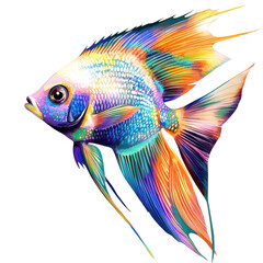 Vibrant Rainbow Angelfish Aquatic Life Colorful Fish isolated on a transparent background