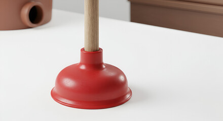 Red Rubber Plunger Isolated on White Background