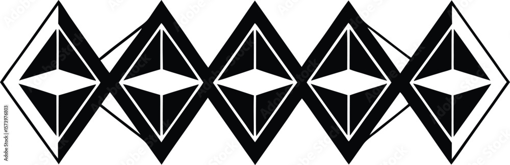 Aufkleber vector art of a repeating geometric pattern of black diamonds with white outlines and internal shape