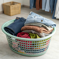 plastic basket bowl with clothing