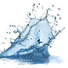Water splash isolated background blue liquid dynamic isolated on a transparent background