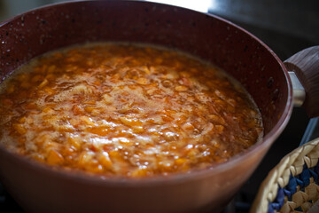 harvest of apricots - cooking homemade apricot jam and conservation