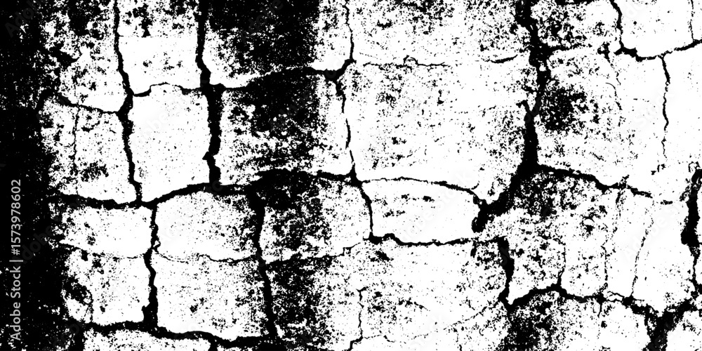 Aufkleber eroded basalt column with fissure network texture for grunge design and rough overlay effects