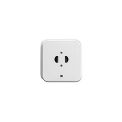 White Square Electrical Outlet Power Socket Plug isolated on a transparent background