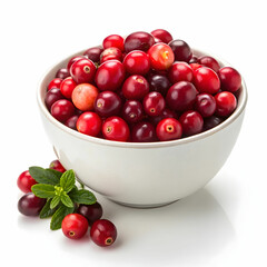 cranberry bowl on white background