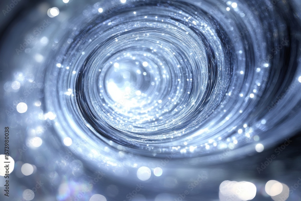 Poster abstract spiral of illuminated fiber optic cables creating a futuristic tunnel effect