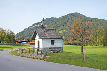 beautiful chapel Kameterkapelle, beside the road, Josefsthal. Schliersee area.