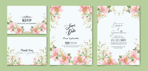 Editable Elegant Floral Wedding Invitation Set with RSVP Design