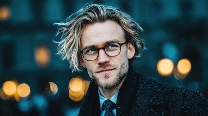Glasses-wearing man with messy hair