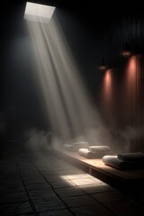 Obraz premium Mysterious spa environment with the light through the opening