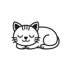 Sleeping Tabby Cat Line Art Illustration sleeping cat cat day vibes