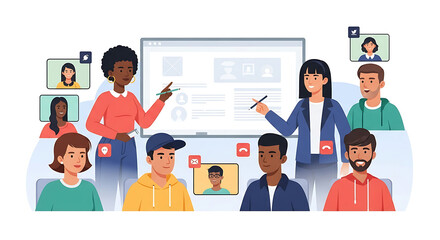 Diverse Team Collaboration Online Meeting and Presentation