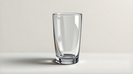 Minimalist clear glass on a white surface with subtle soft lighting