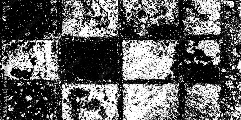 Aufkleber grunge abstract grid texture with distressed pavement pattern for urban design