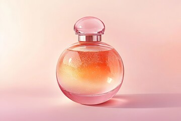 Spherical perfume bottle with a gradient of peachy orange tones.