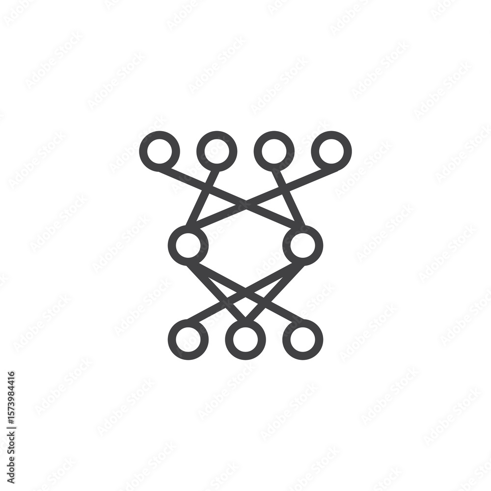 Poster neural network model line icon