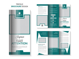 
Medical Clinic Trifold Brochure template, Hospital and Healthcare Services Tri-Fold Brochure Design.
