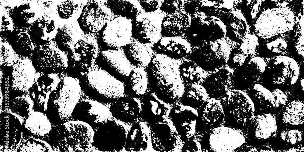 Poster grouted river pebble shower floor texture with contrast effect for design overlay