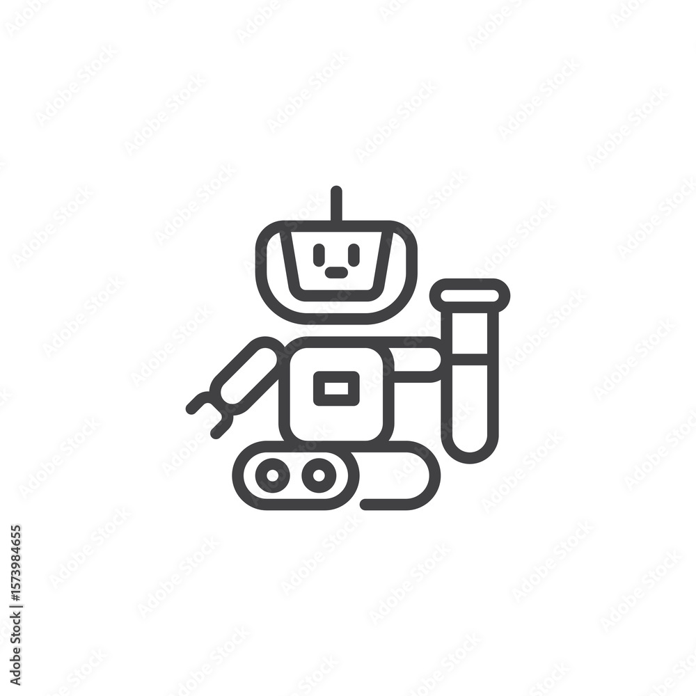Poster factory robot automation line icon